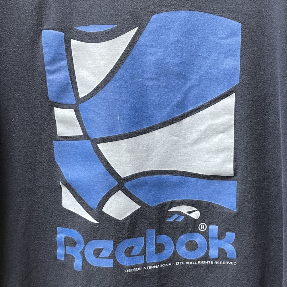 Vintage 90s Reebok T-Shirt XL‎ Y2K Navy w/Blue Basketball Screen Print
